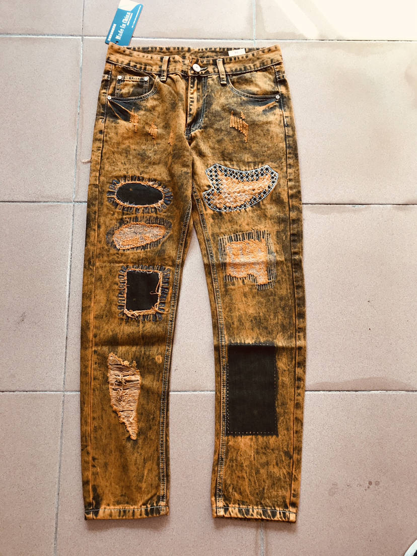 Men's Orange Elegant Jeans