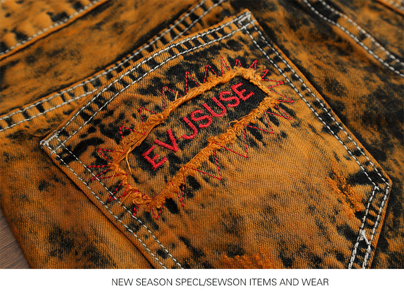Men's Orange Elegant Jeans