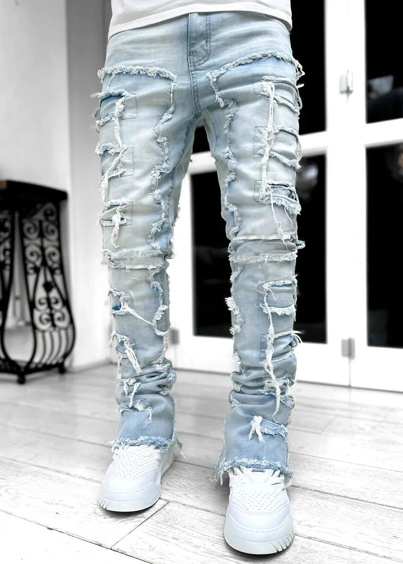 Men’s Pink Distressed Jeans
