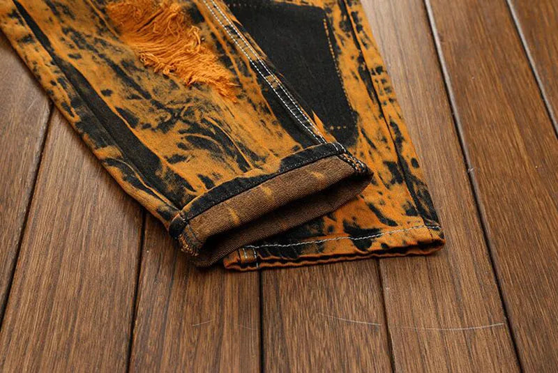 Men's Acid Wash Distressed Jeans