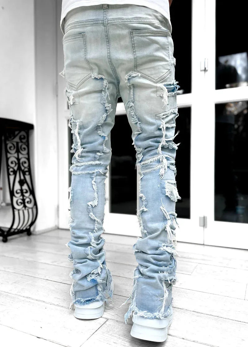 Men’s Pink Distressed Jeans