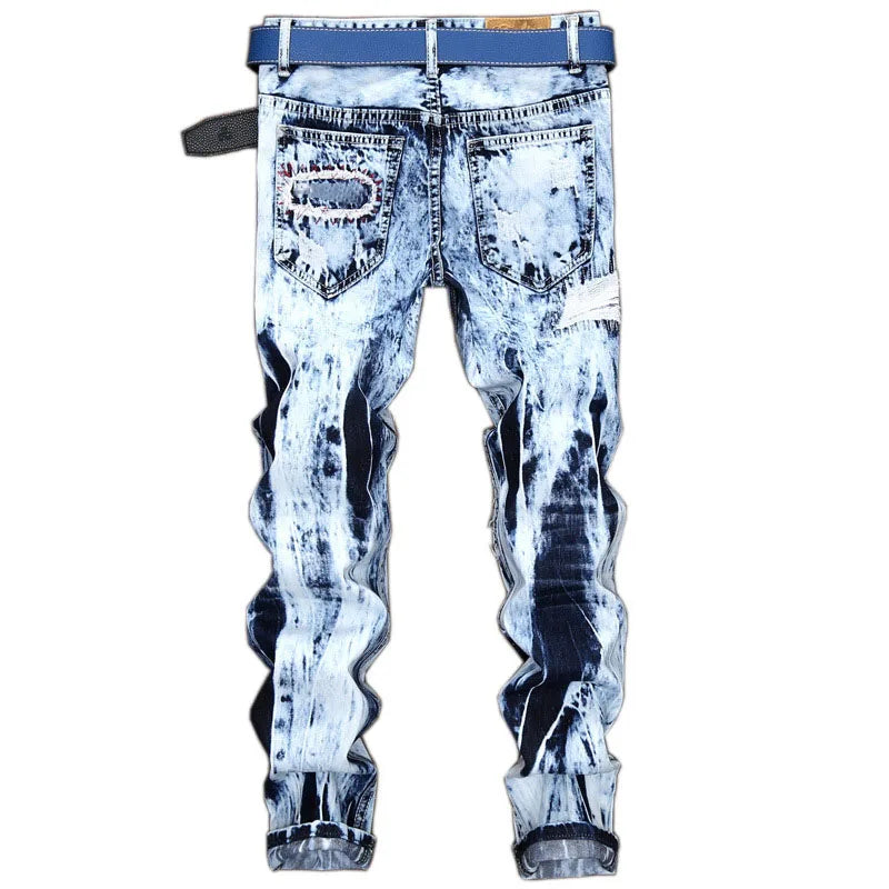 Men's Acid Wash Distressed Jeans