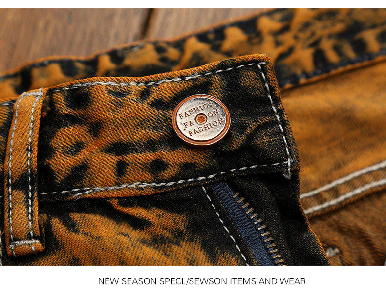 Men's Orange Elegant Jeans