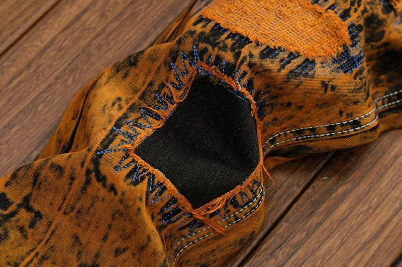 Men's Acid Wash Distressed Jeans