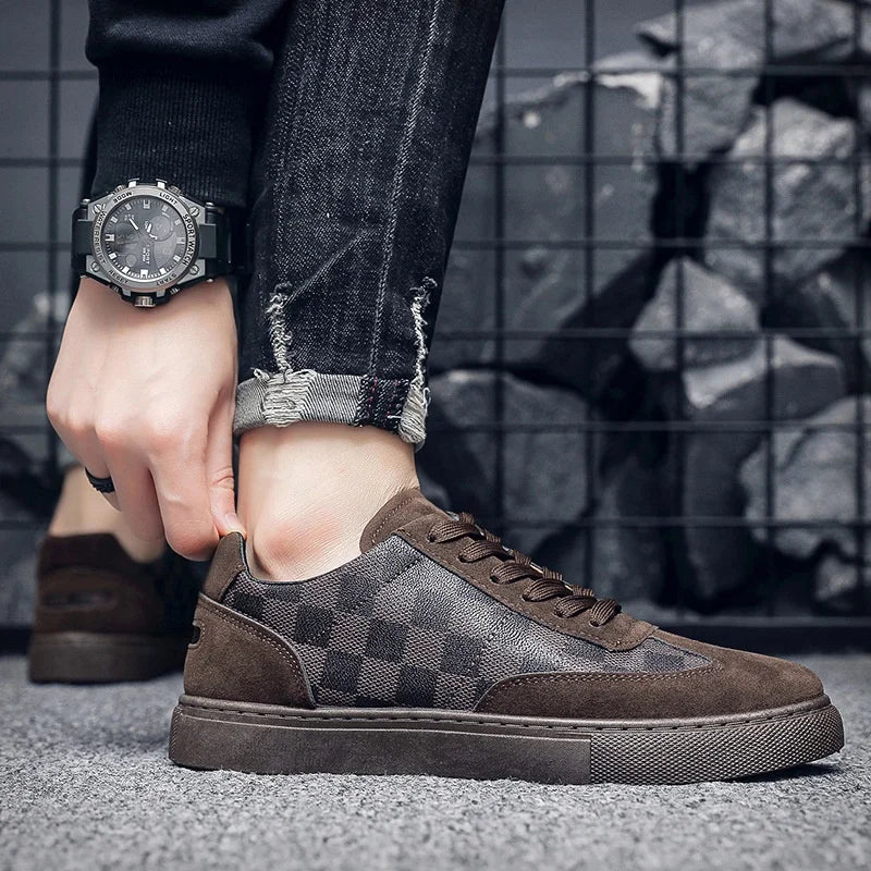 Men's Checkered Pattern Sneakers