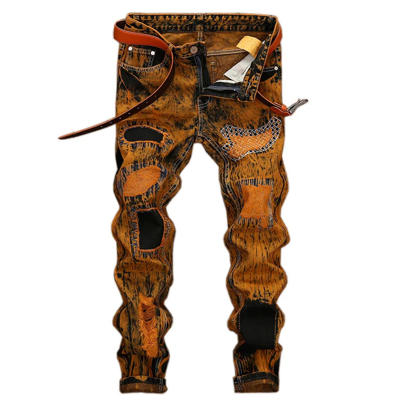 Men's Acid Wash Distressed Jeans