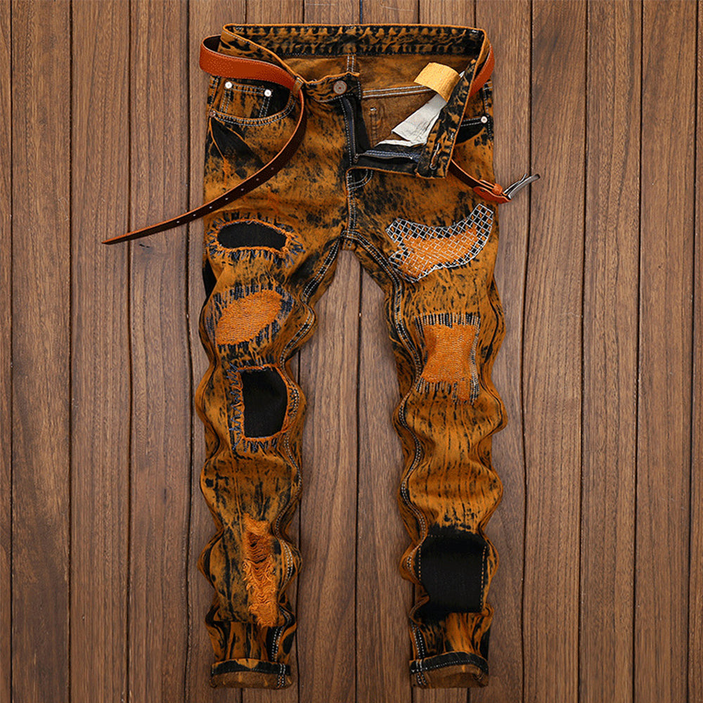 Men's Orange Elegant Jeans