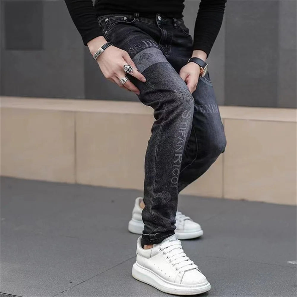 Mens Stretch Fashion Print Jeans
