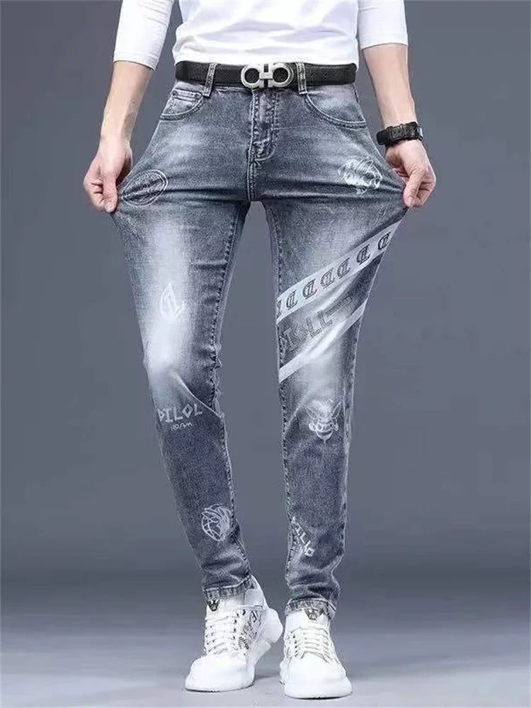 Mens Stretch Fashion Print Jeans