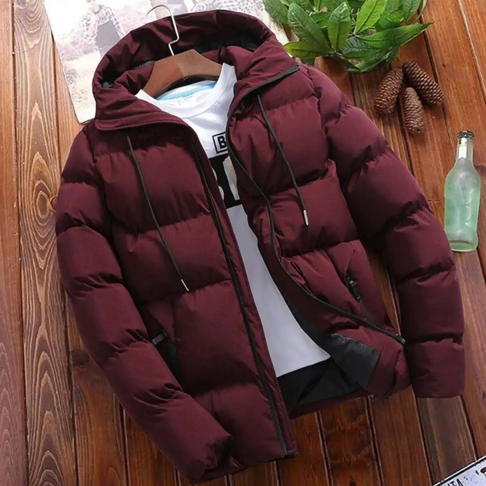 Mens Puffer Drawstring Pockets Windbreaker