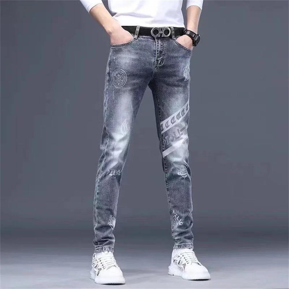 Mens Stretch Fashion Print Jeans