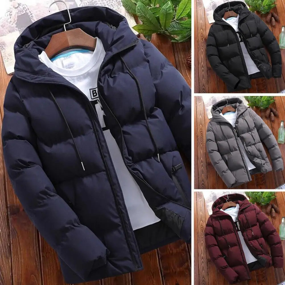 Mens Puffer Drawstring Pockets Windbreaker