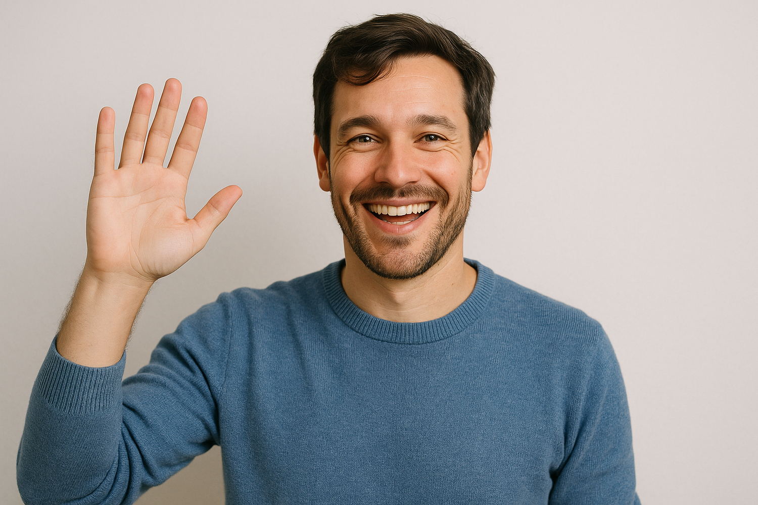 Man smiling waving goodbye