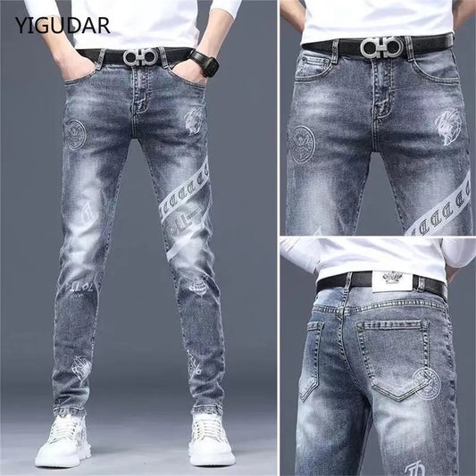 Mens Stretch Fashion Print Jeans